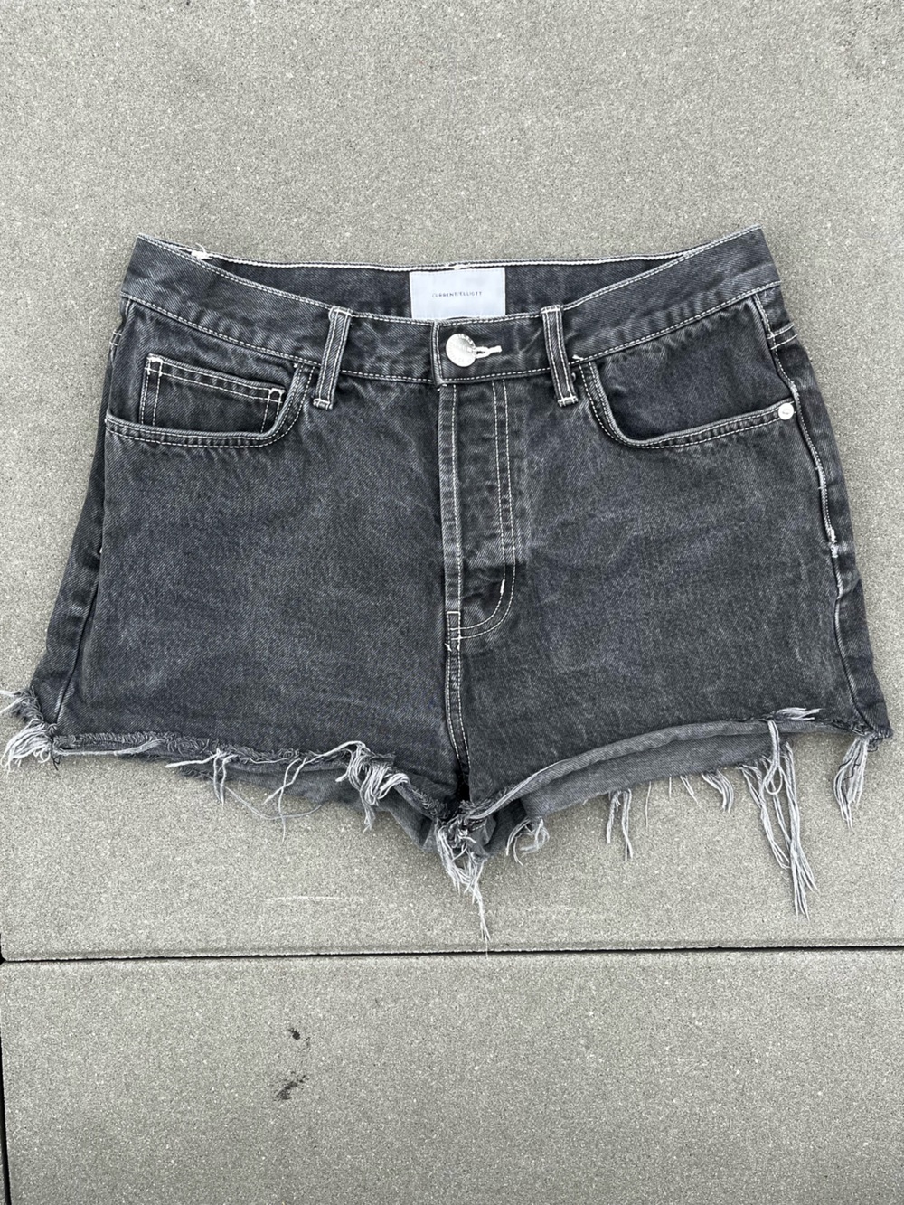 Current/Elliott Stone Gray Raw Hem Denim Shorts | Size 30